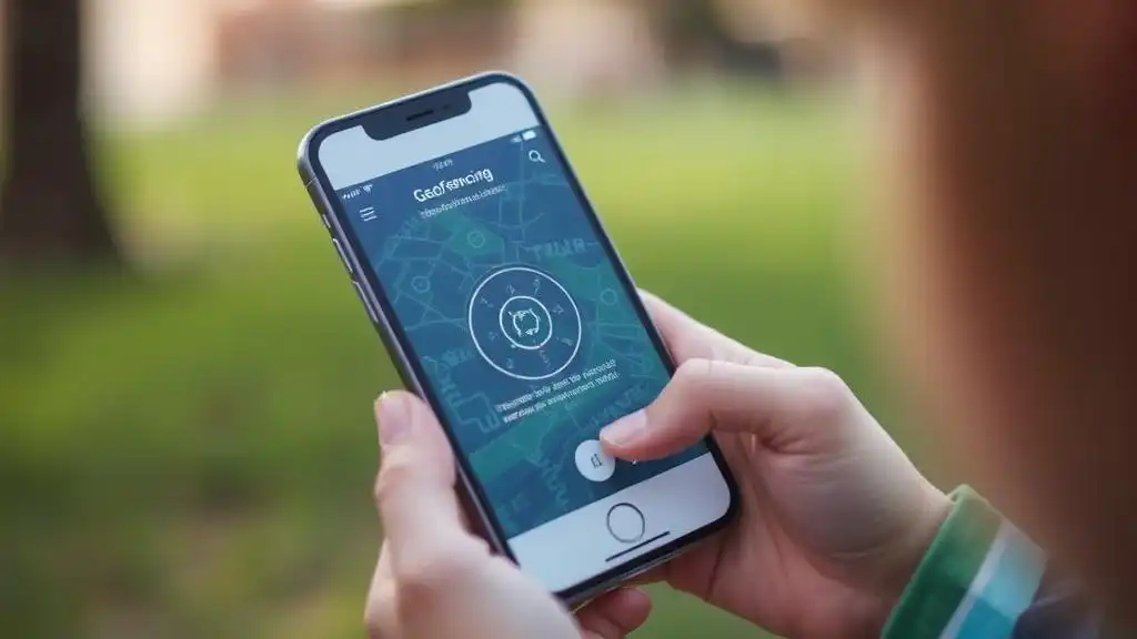 Geofencing feature on a mobile app, alerting parents when kids leave safe zones.